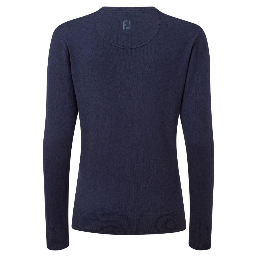 Navy Wool Blend V-Neck Pullover Footjoy