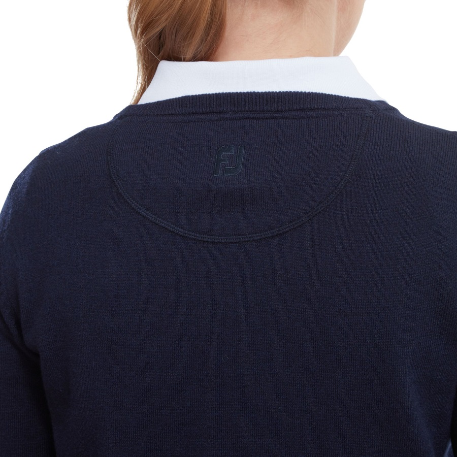 Navy Wool Blend V-Neck Pullover Footjoy