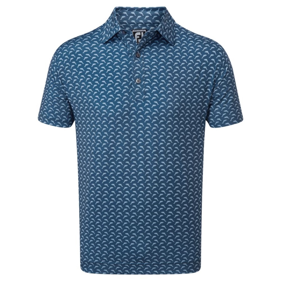 Blue-Dusk Blue Leaping Dolphins Print Lisle Footjoy