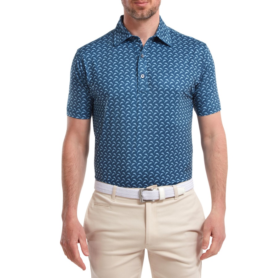 Leaping Dolphins Print Lisle Footjoy Blue-Dusk Blue