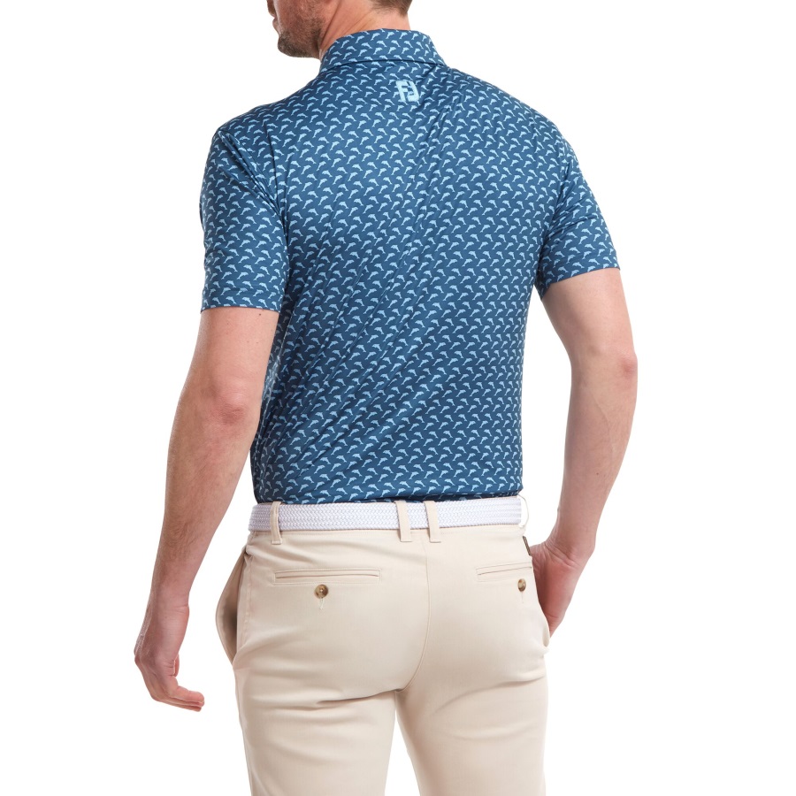 Leaping Dolphins Print Lisle Footjoy Blue-Dusk Blue