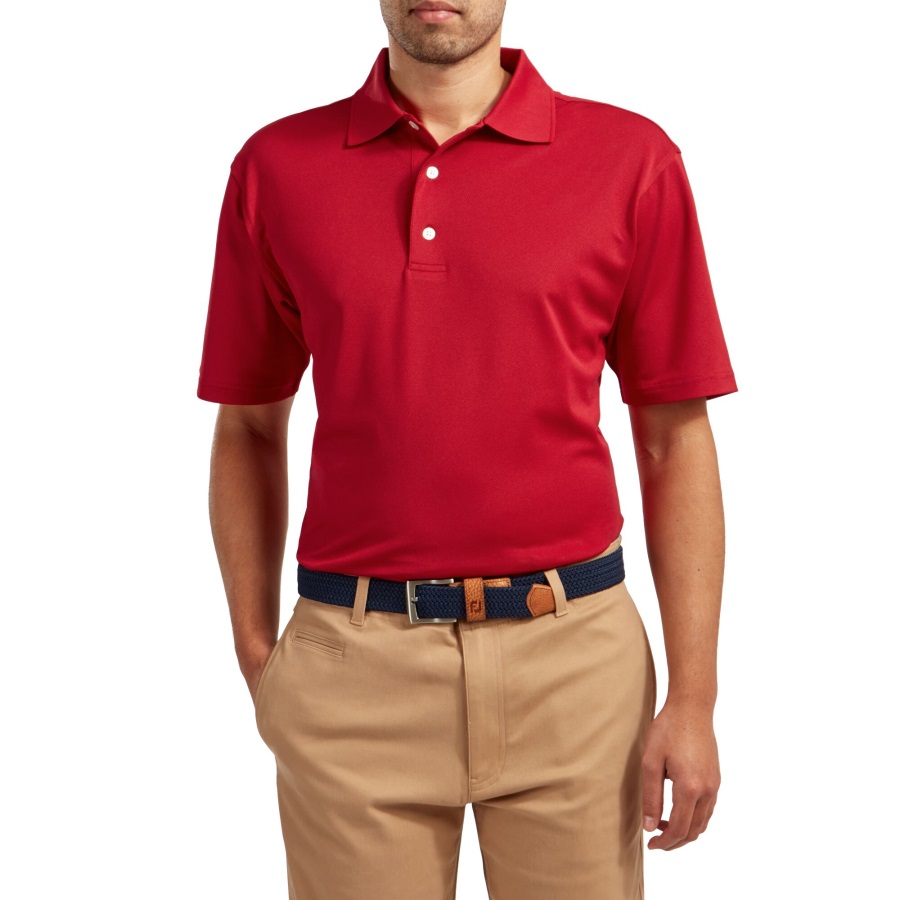 Stretch Pique Solid Knit Collar Red Footjoy