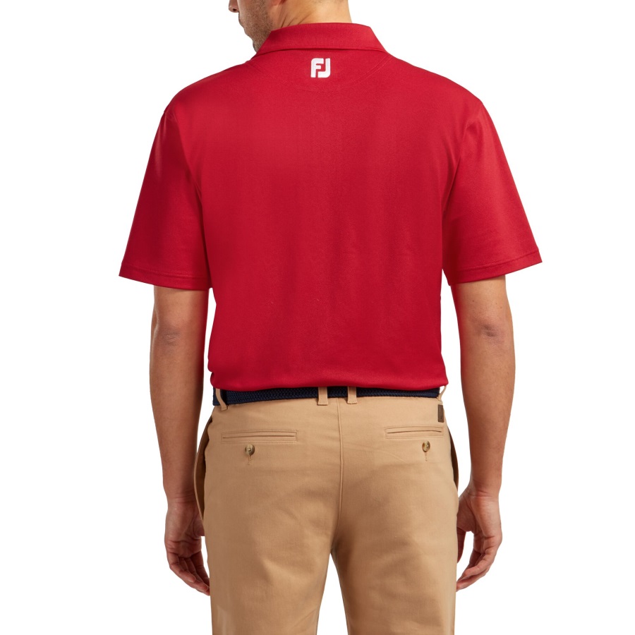 Stretch Pique Solid Knit Collar Red Footjoy