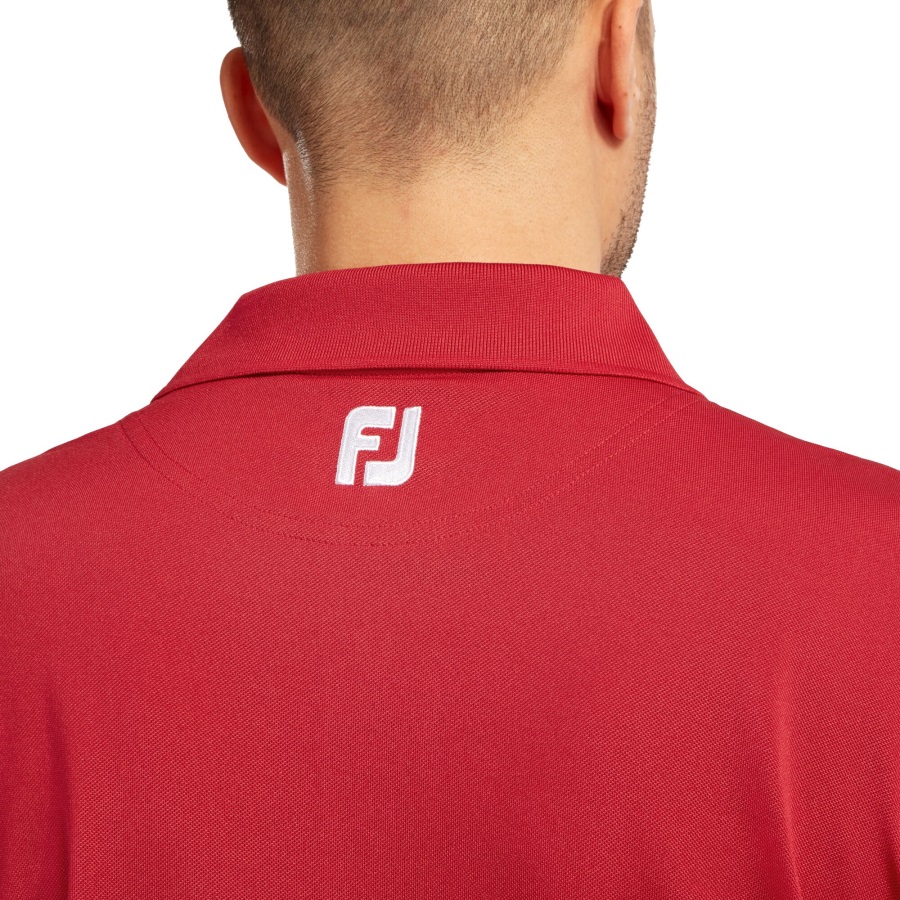 Stretch Pique Solid Knit Collar Red Footjoy