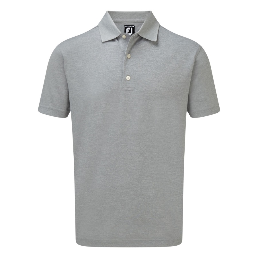 Footjoy Heather Grey Stretch Pique Solid Rib Knit Collar