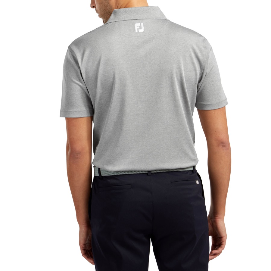 Stretch Pique Solid Rib Knit Collar Footjoy Heather Grey