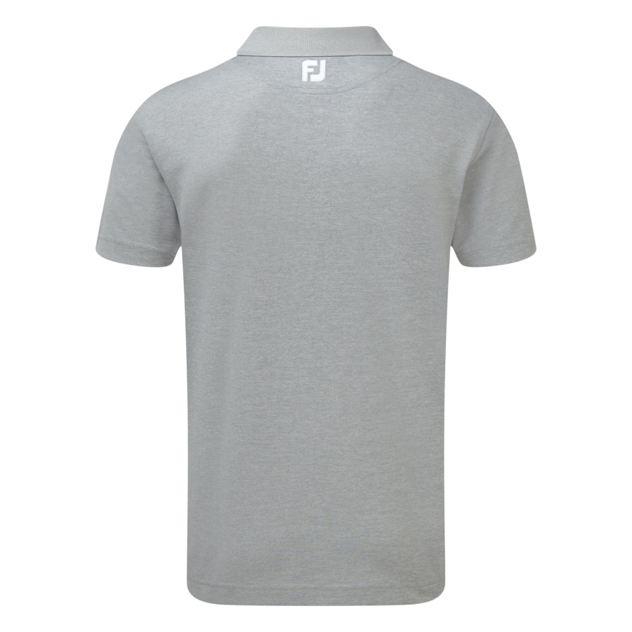 Stretch Pique Solid Rib Knit Collar Footjoy Heather Grey