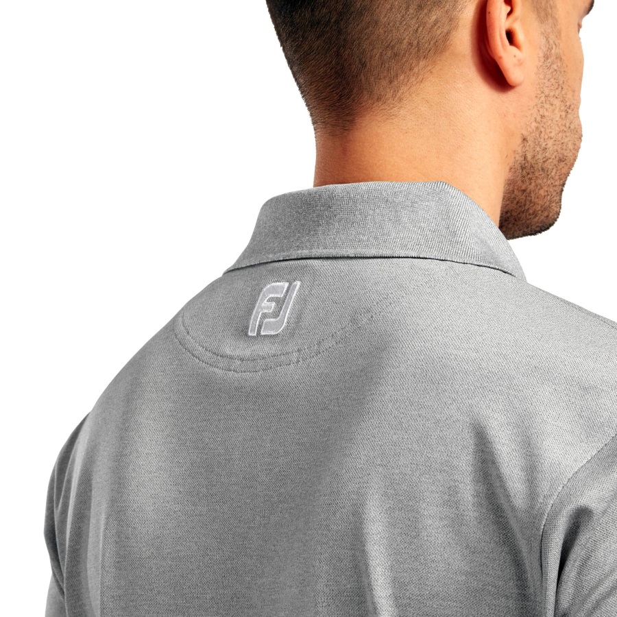 Stretch Pique Solid Rib Knit Collar Footjoy Heather Grey