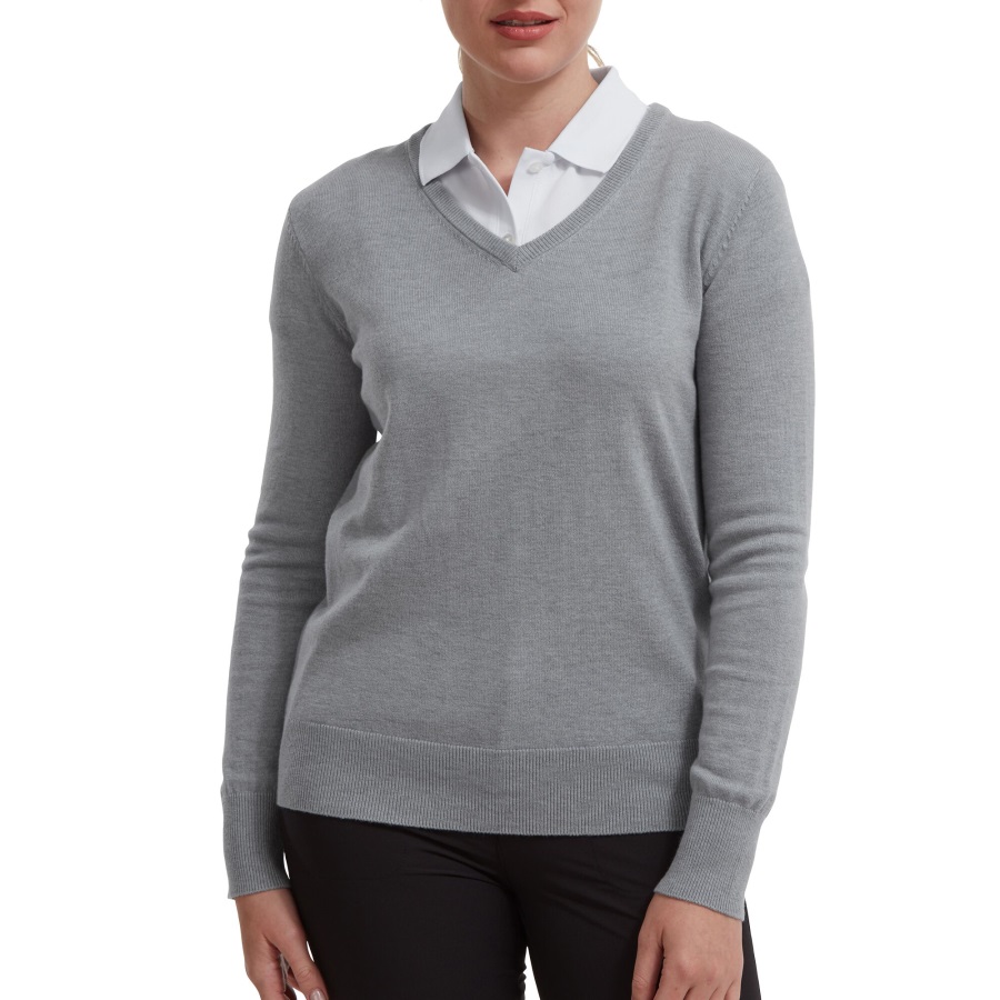 Grey Wool Blend V-Neck Pullover Footjoy