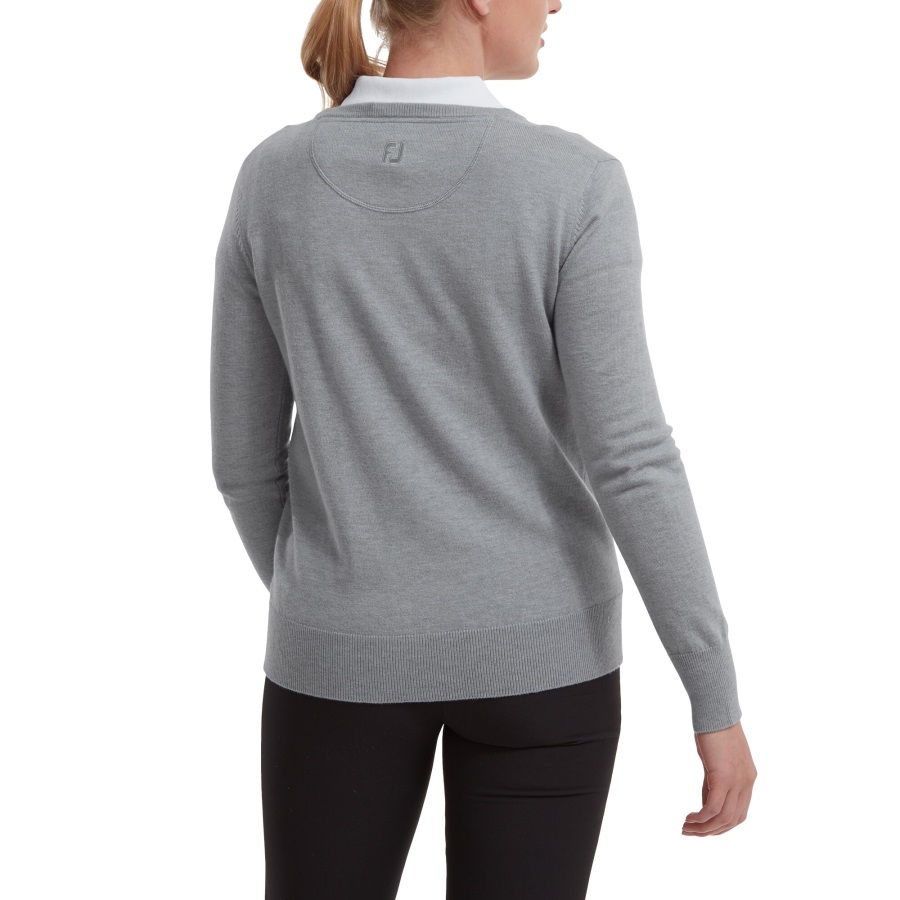 Grey Wool Blend V-Neck Pullover Footjoy