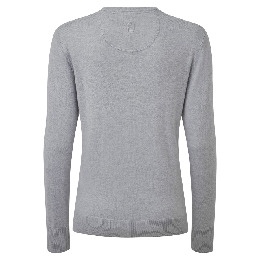 Grey Wool Blend V-Neck Pullover Footjoy