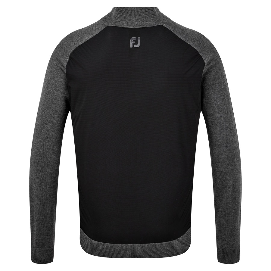 Wool Blend Tech Full-Zip Sweater Black-Charcoal Footjoy