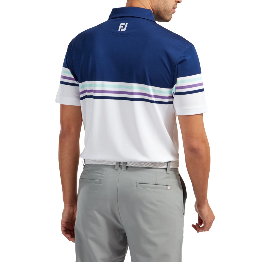 Blue-White Footjoy Stretch Pique Colour Block