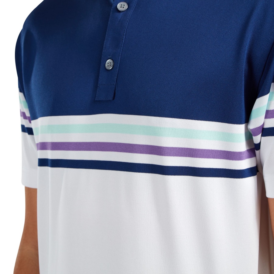 Blue-White Footjoy Stretch Pique Colour Block