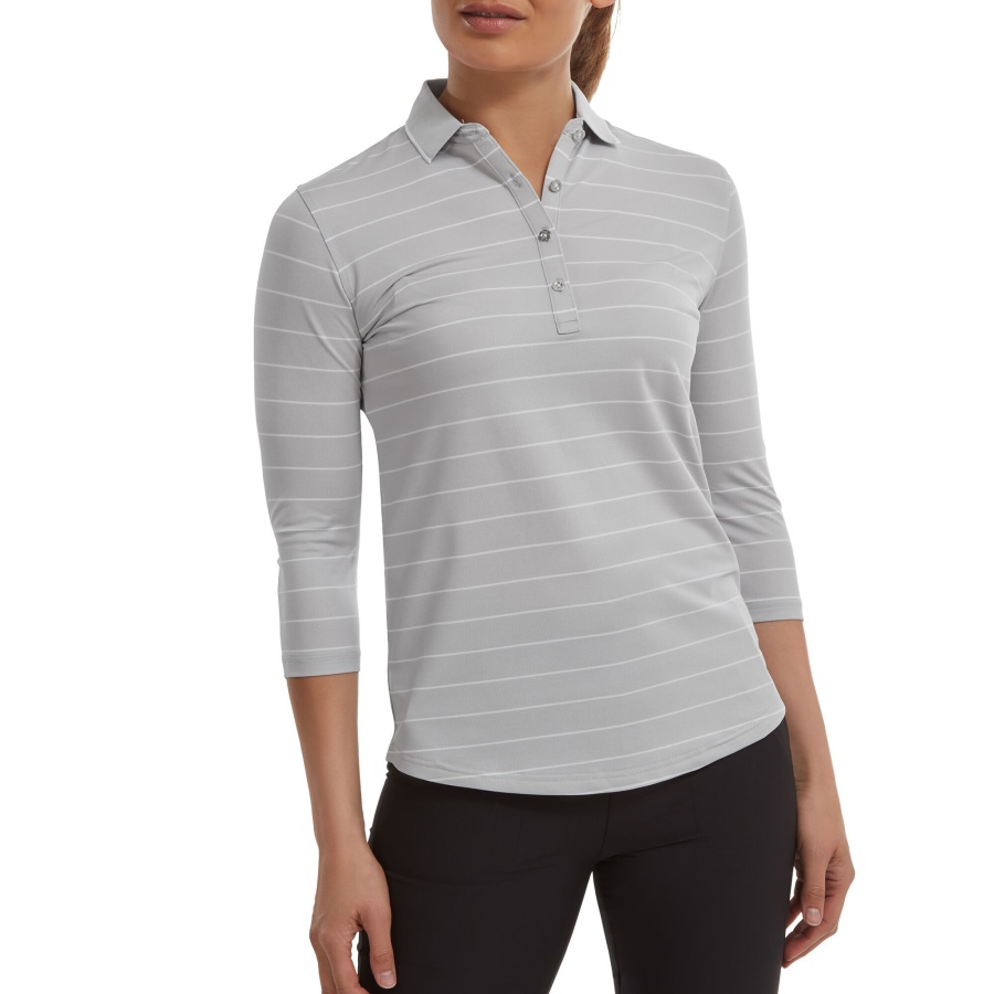3-4 Sleeve Pinstripe Pique Grey Footjoy
