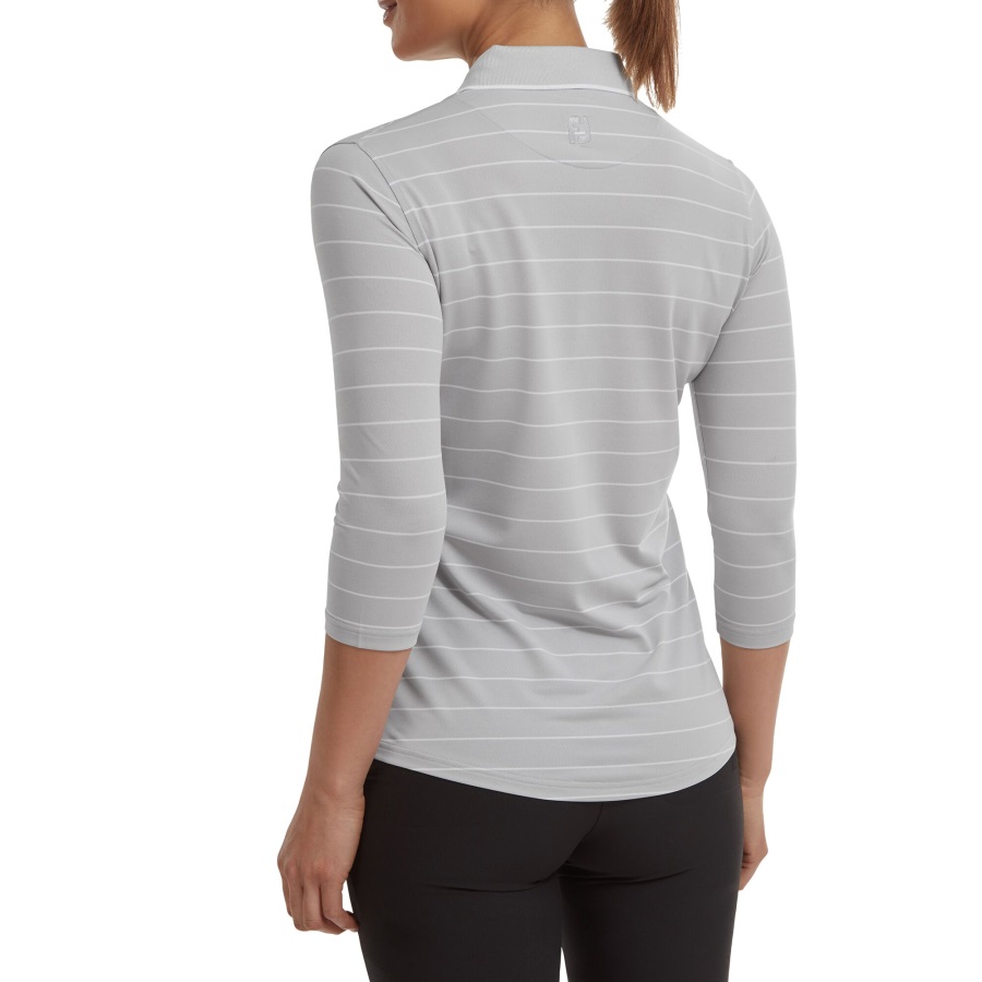 3-4 Sleeve Pinstripe Pique Grey Footjoy
