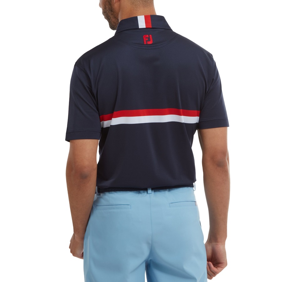 Navy-Red-White Footjoy Double Chest Band Pique