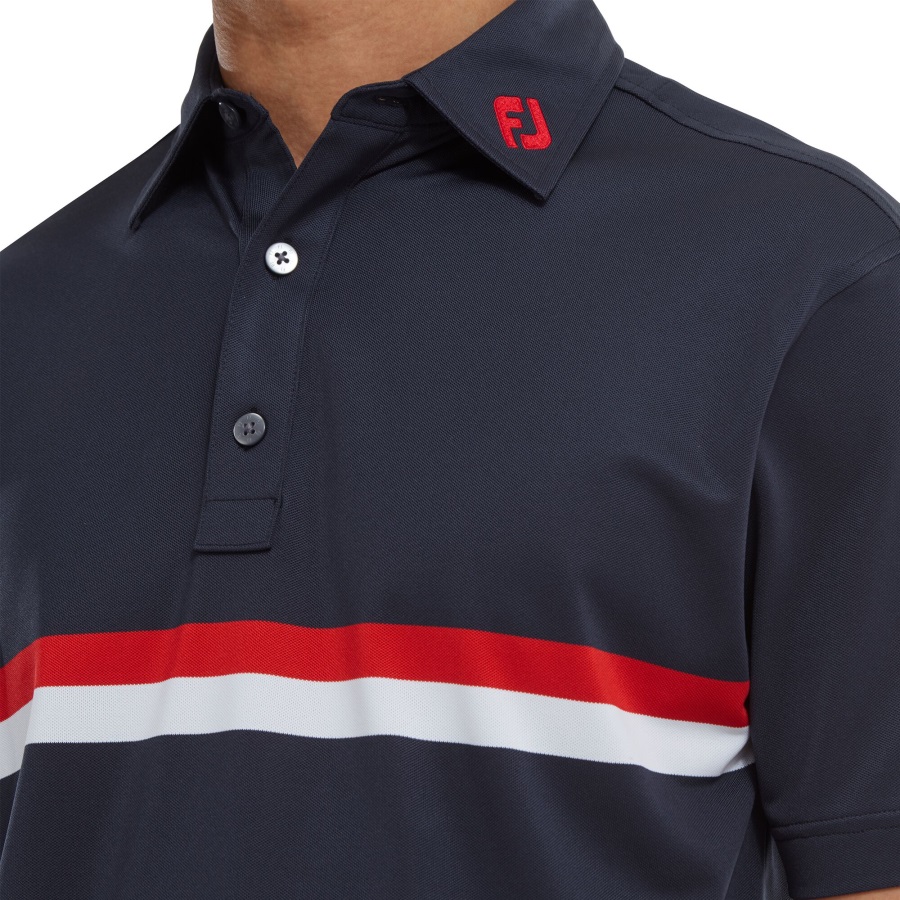 Navy-Red-White Footjoy Double Chest Band Pique