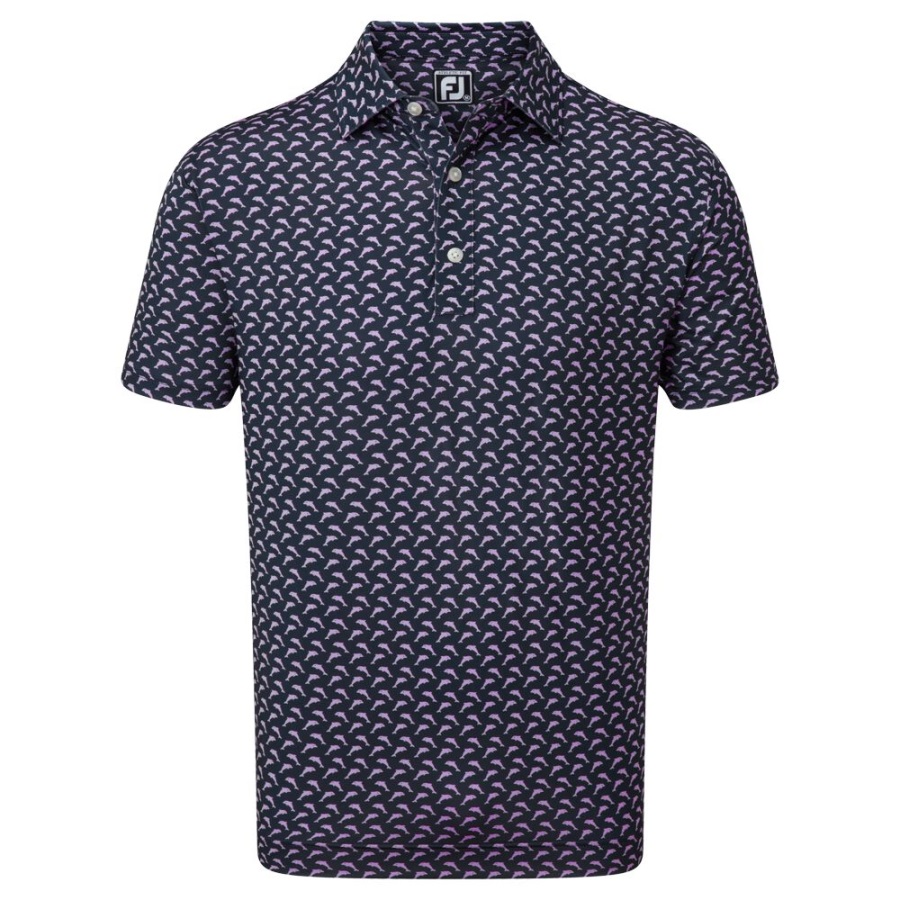 Leaping Dolphins Print Lisle Navy-Purple Footjoy