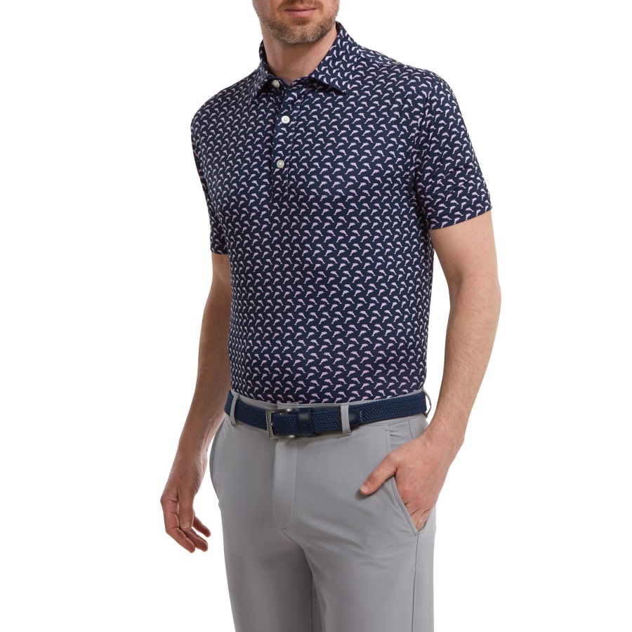 Leaping Dolphins Print Lisle Navy-Purple Footjoy