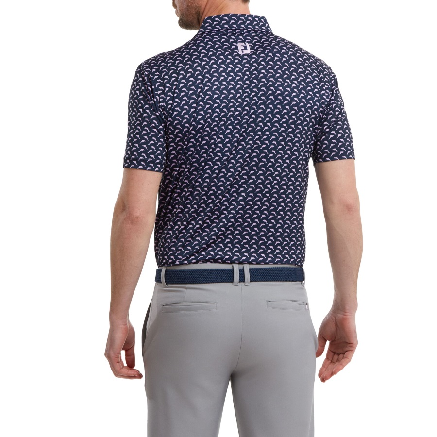 Leaping Dolphins Print Lisle Navy-Purple Footjoy