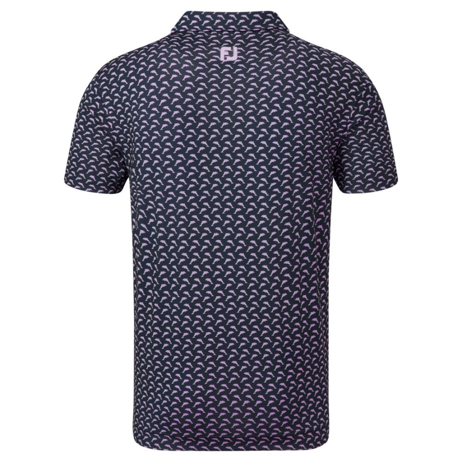 Leaping Dolphins Print Lisle Navy-Purple Footjoy