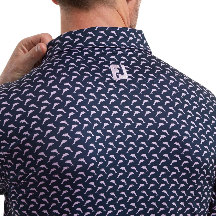 Leaping Dolphins Print Lisle Navy-Purple Footjoy