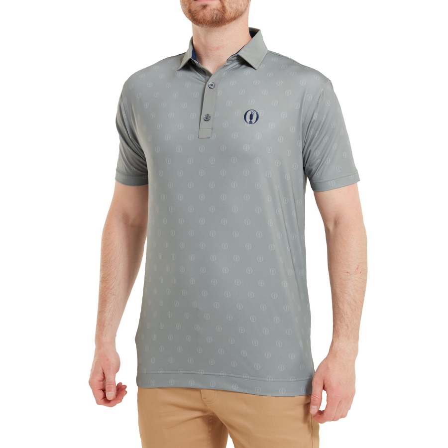Antique Silver Footjoy Tonal Logo Foulard Polo