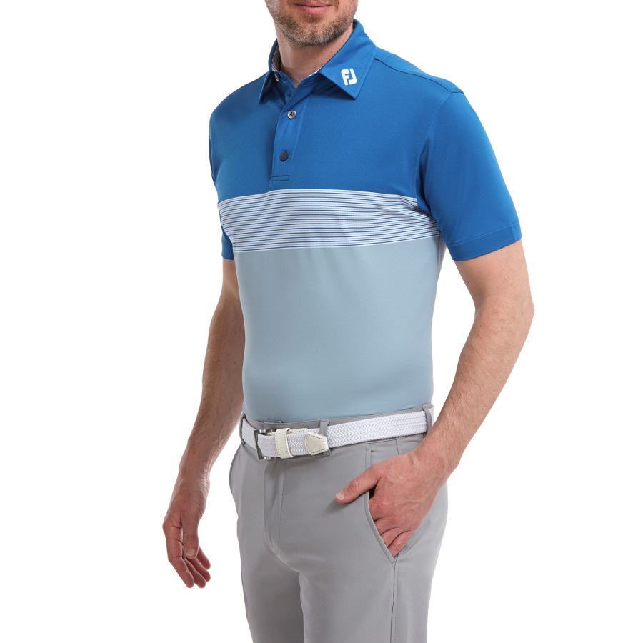 Colour Block Pique Royal-Grey-White Footjoy