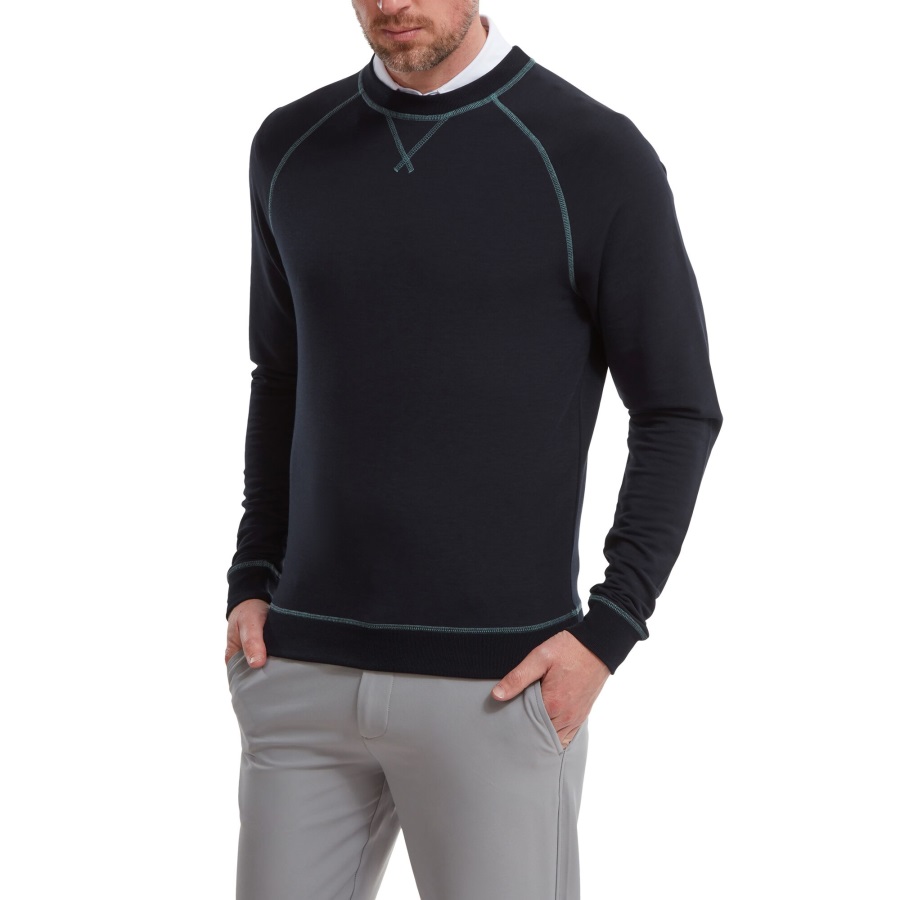 Navy French Terry Crew Neck Sweater Footjoy