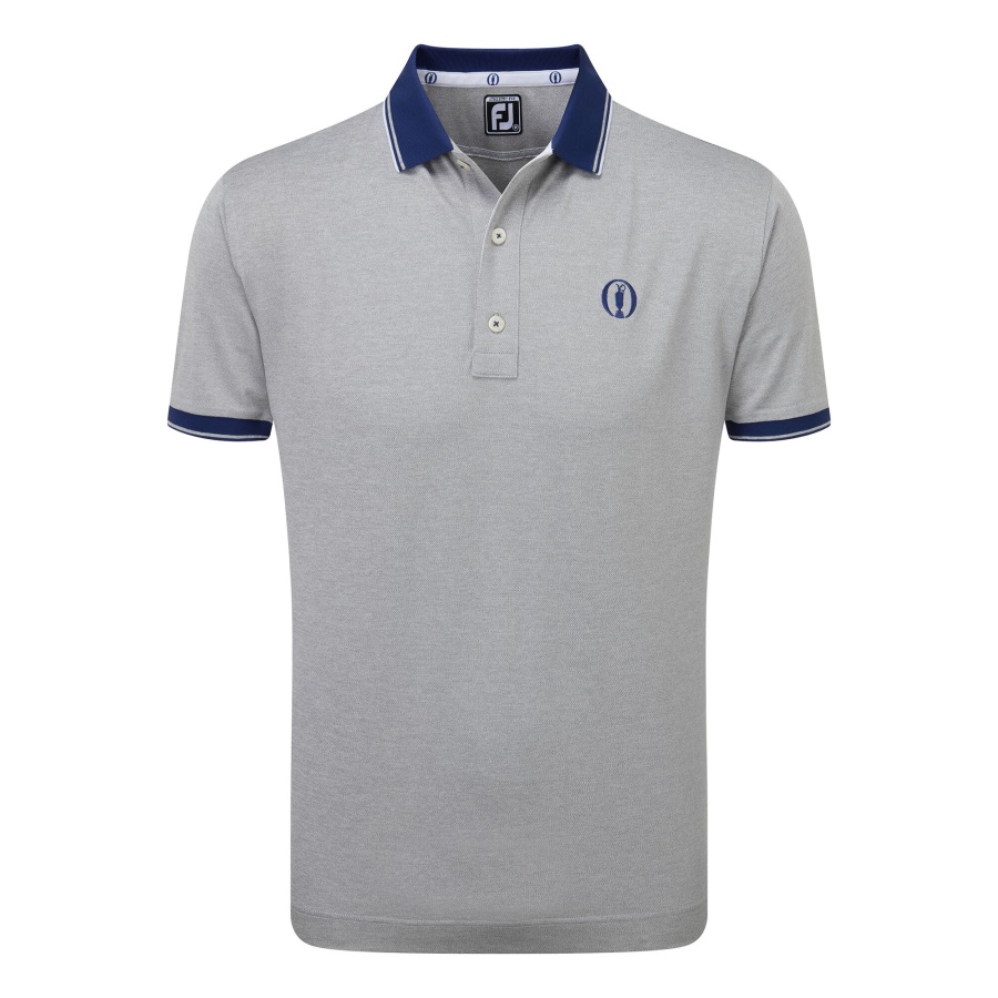 Polo Shirt with Trim Footjoy Silver Heather-Open Blue