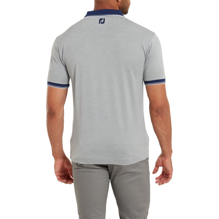 Polo Shirt with Trim Footjoy Silver Heather-Open Blue