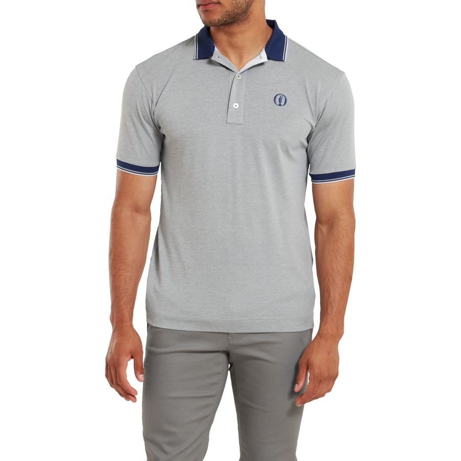 Polo Shirt with Trim Footjoy Silver Heather-Open Blue