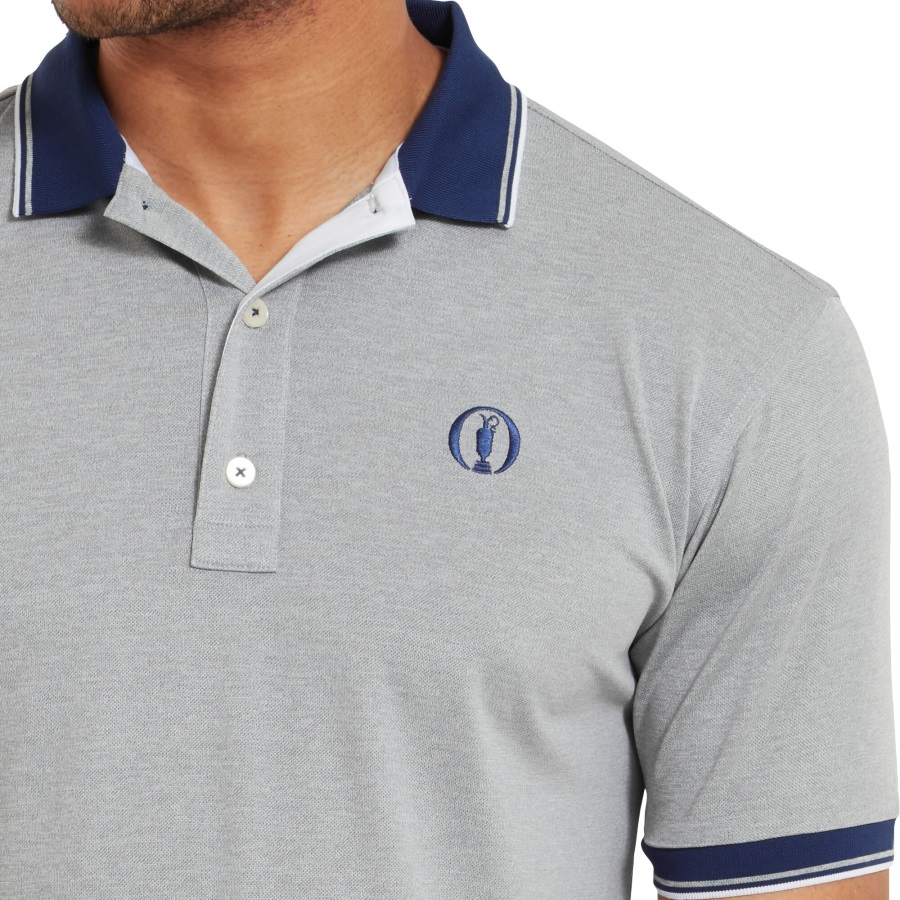 Polo Shirt with Trim Footjoy Silver Heather-Open Blue