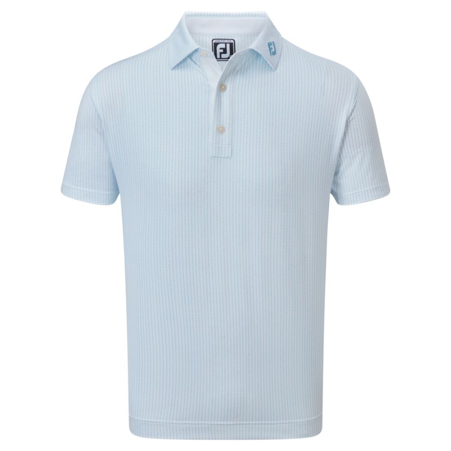 White-Blue Zig-Zag Print Lisle Footjoy