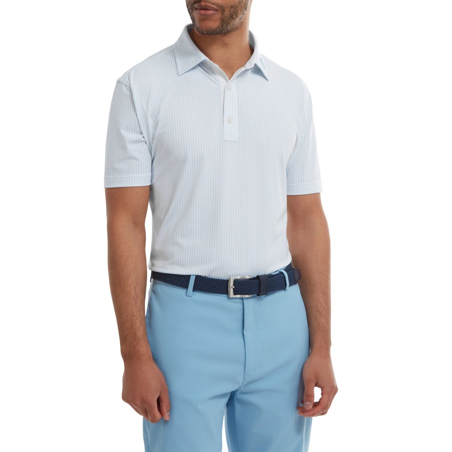 Zig-Zag Print Lisle Footjoy White-Blue