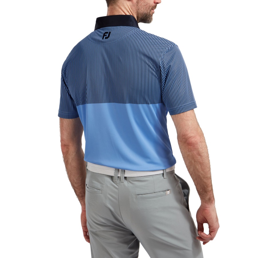 Smooth Pique Engineered Vertical Print Footjoy Lagoon-Navy