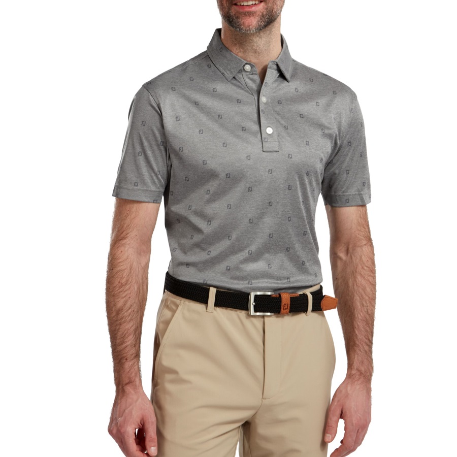 Footjoy Smooth Pique FJ Tonal Print Coal