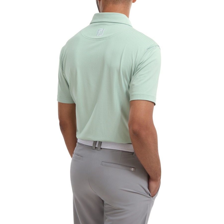Green-White Footjoy Zig-Zag Print Lisle