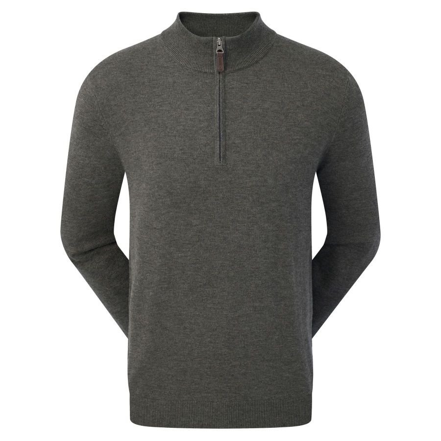 Wool Blend Half-Zip Pullover Heather Charcoal Footjoy