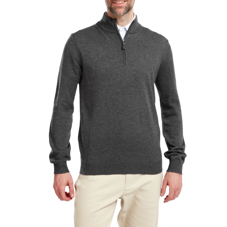 Wool Blend Half-Zip Pullover Heather Charcoal Footjoy