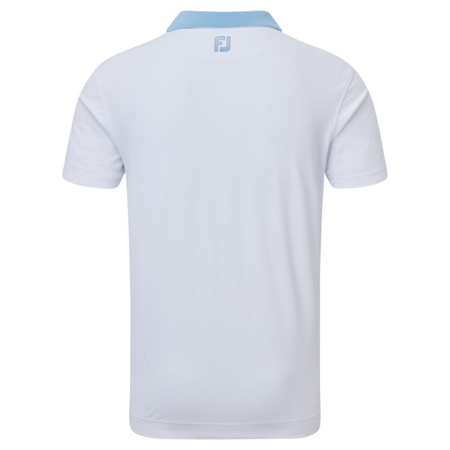 Solid with Stripe Placket Pique White-Blue Footjoy