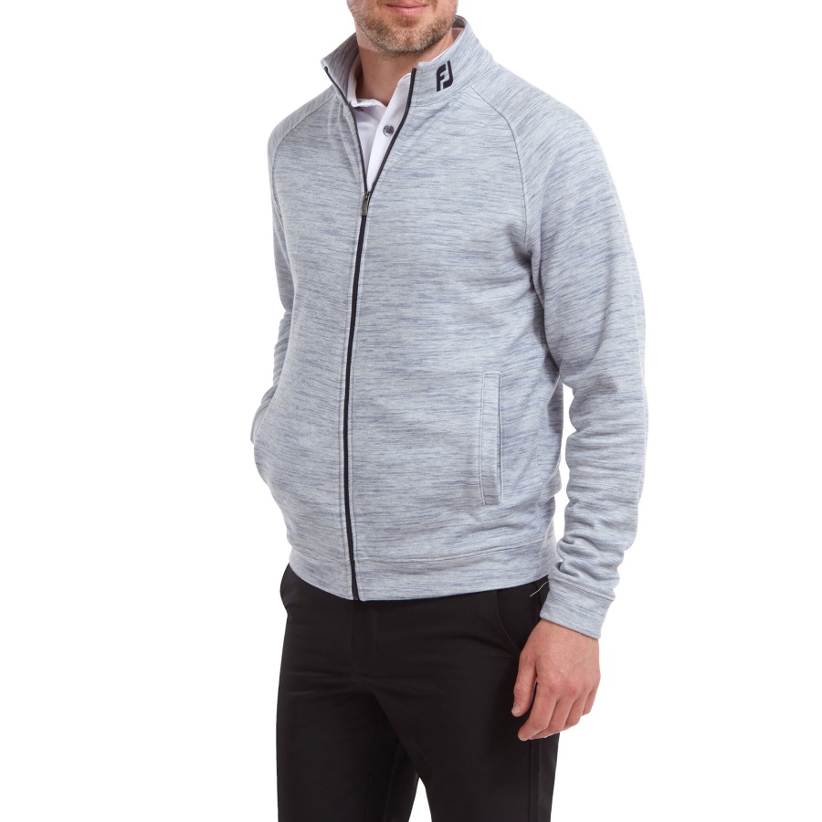 Footjoy Navy Space Dye Fleece Full-Zip Midlayer