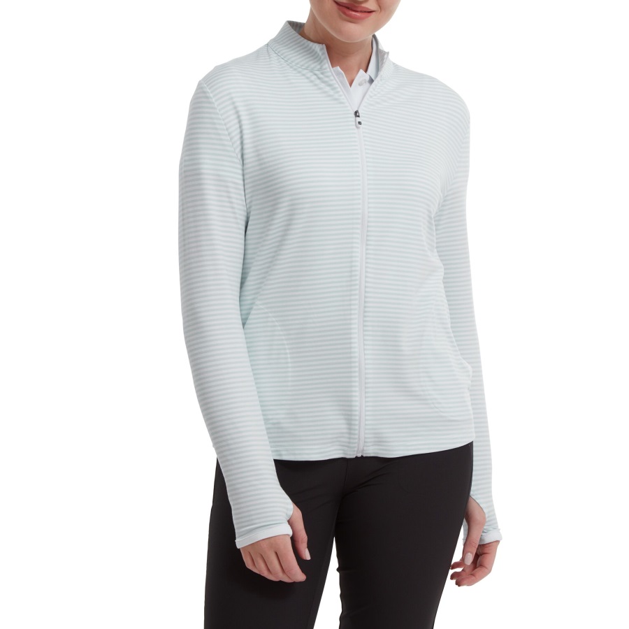 Footjoy Full-Zip Lightweight Tonal Stripe Midlayer Sky