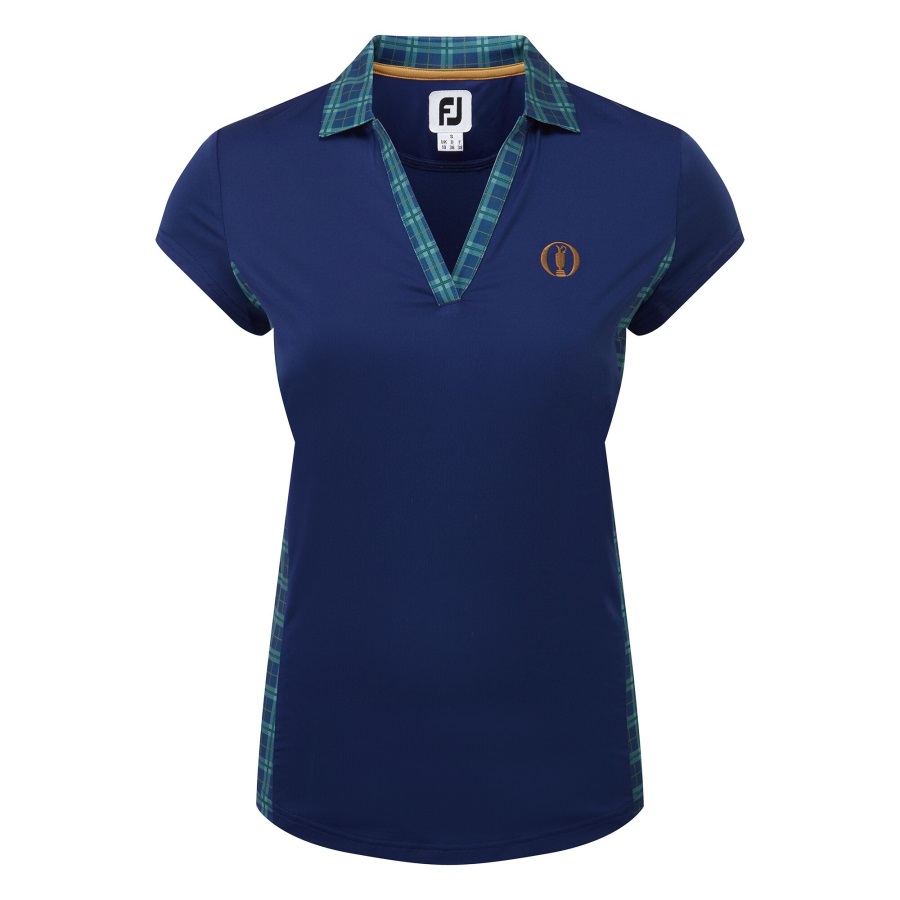 Open Blue Open Cap Sleeve Tartan Panel Women Footjoy