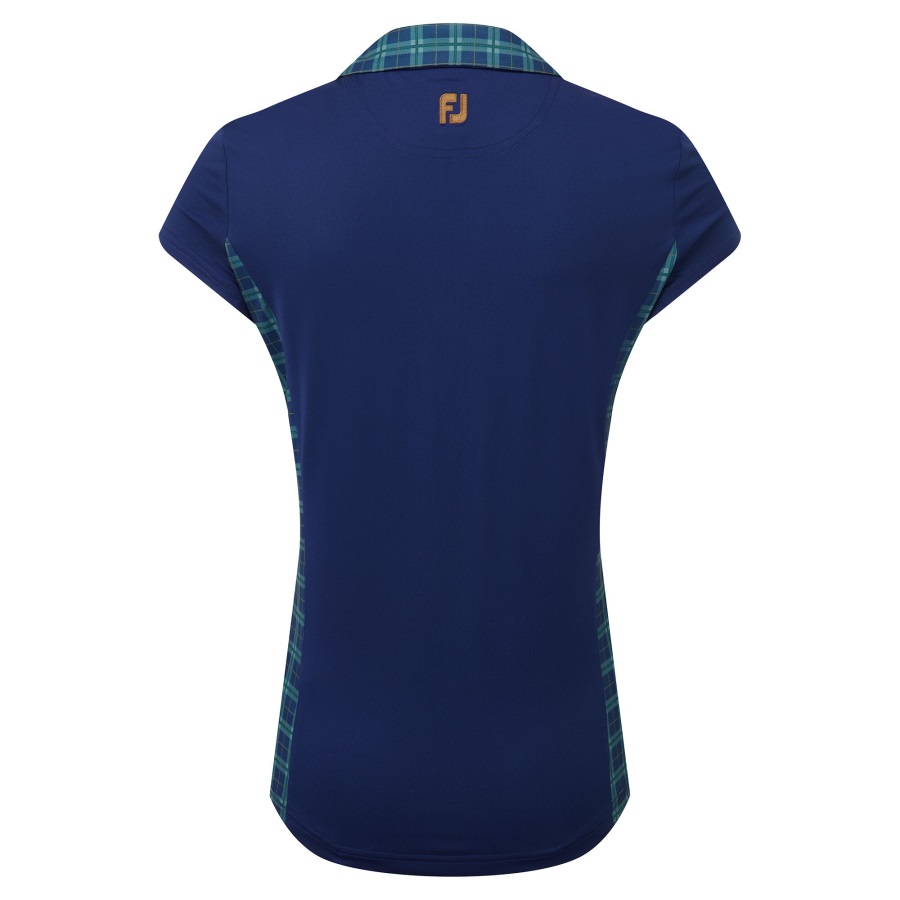 Open Cap Sleeve Tartan Panel Women Open Blue Footjoy