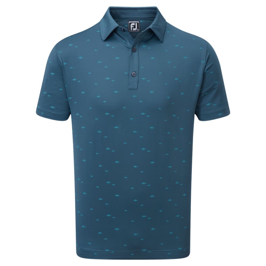 Blue School of Fish Print Lisle Footjoy