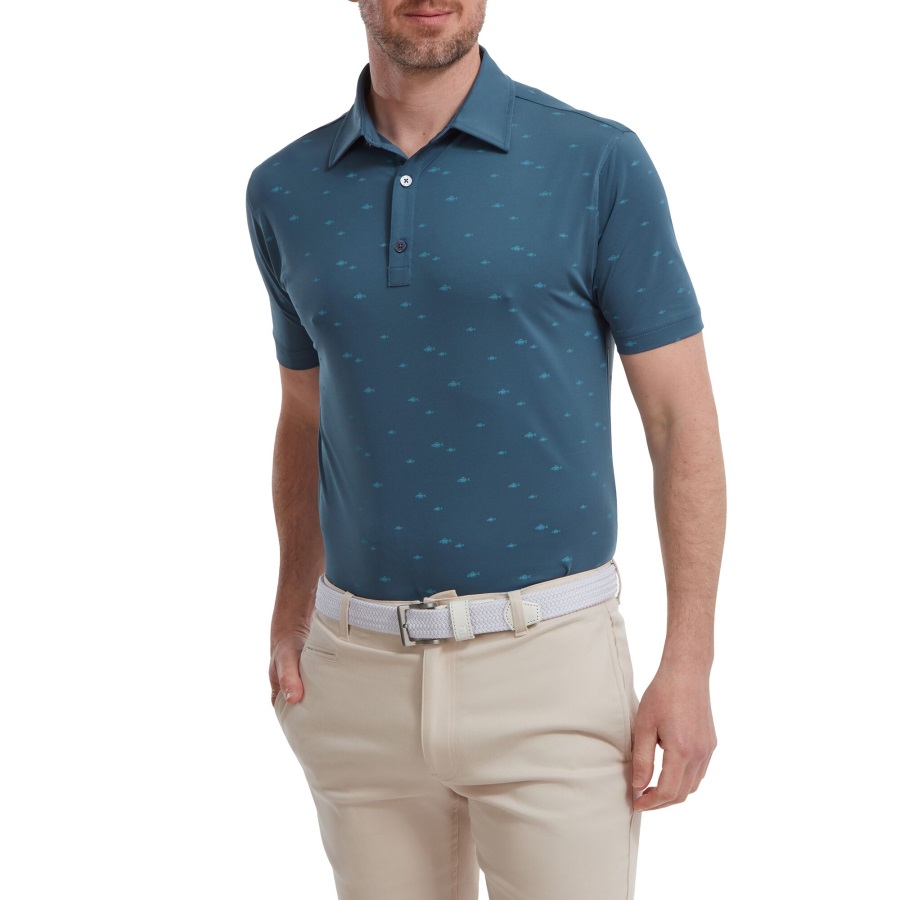 Blue School of Fish Print Lisle Footjoy