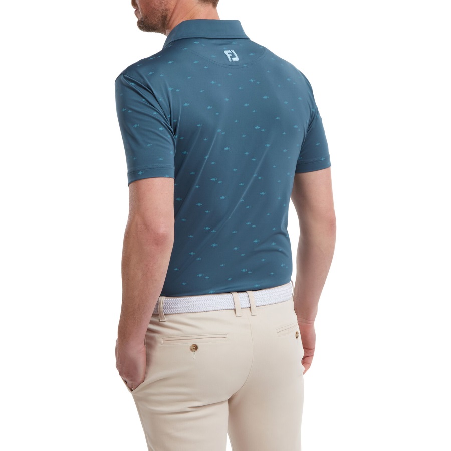 Footjoy Blue School of Fish Print Lisle