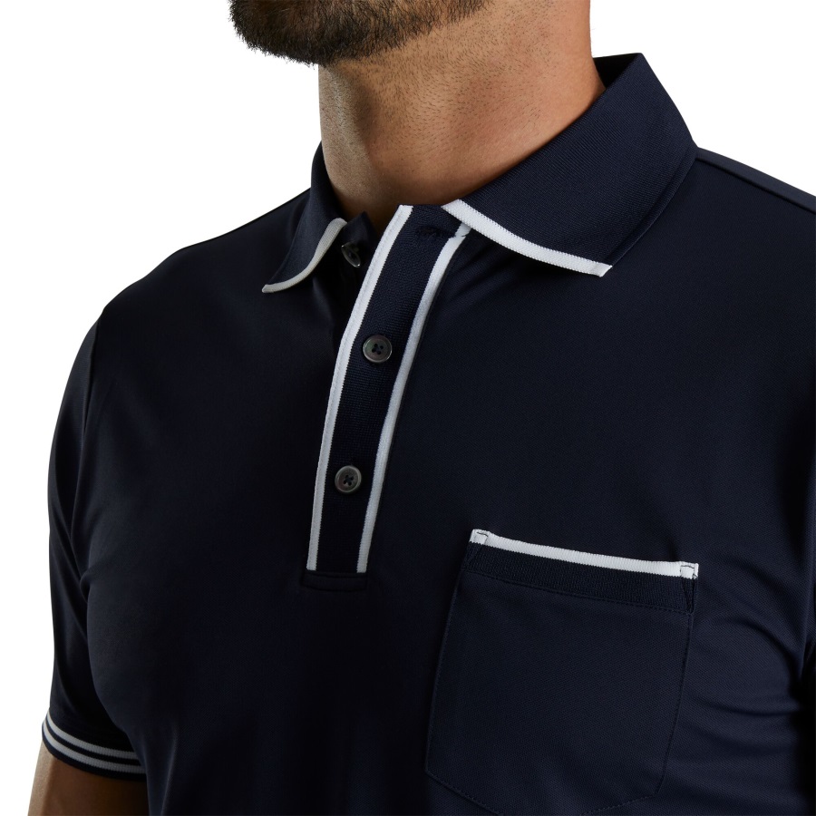 Footjoy Navy Tipped Pique Polo